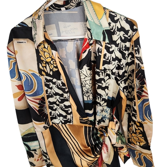 Short wrap dress swim coverup shirt style long sleeves size 14/16 - Picture 3 of 8